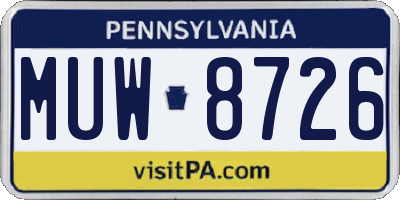 PA license plate MUW8726