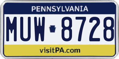 PA license plate MUW8728