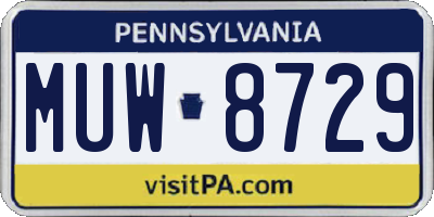 PA license plate MUW8729
