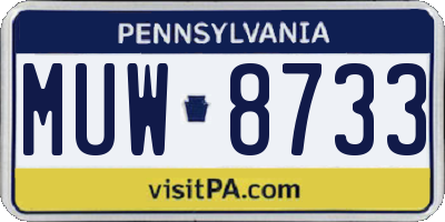 PA license plate MUW8733