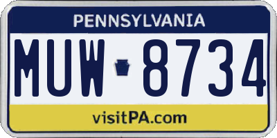 PA license plate MUW8734