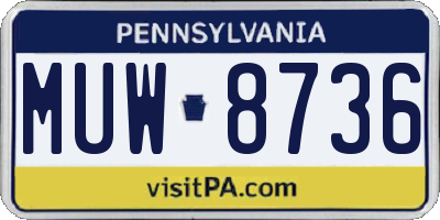 PA license plate MUW8736