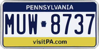 PA license plate MUW8737
