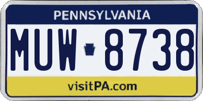PA license plate MUW8738