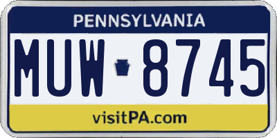 PA license plate MUW8745