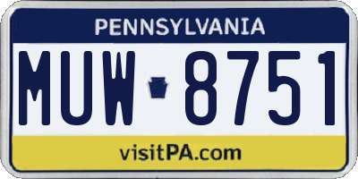 PA license plate MUW8751