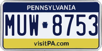 PA license plate MUW8753