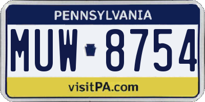 PA license plate MUW8754
