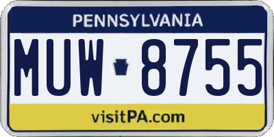 PA license plate MUW8755