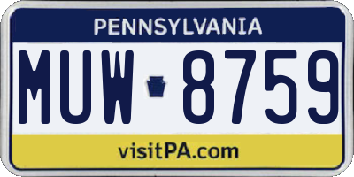 PA license plate MUW8759