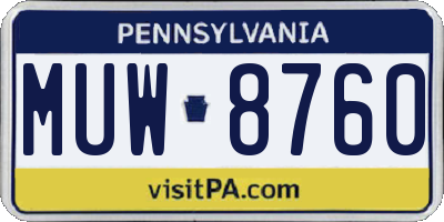 PA license plate MUW8760