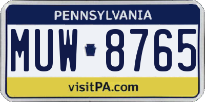 PA license plate MUW8765