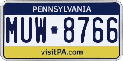 PA license plate MUW8766