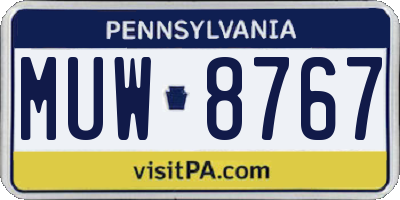 PA license plate MUW8767