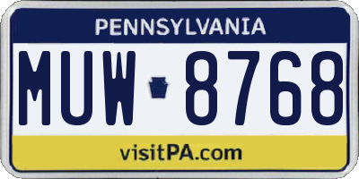 PA license plate MUW8768
