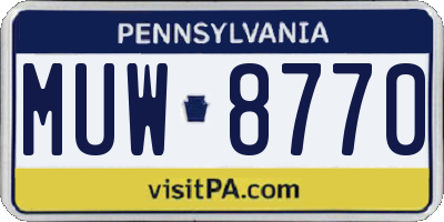 PA license plate MUW8770