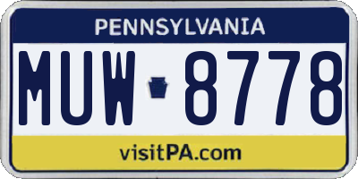 PA license plate MUW8778