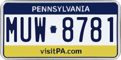 PA license plate MUW8781