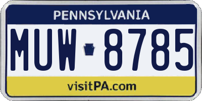 PA license plate MUW8785