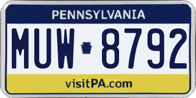 PA license plate MUW8792