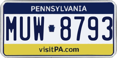 PA license plate MUW8793