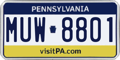 PA license plate MUW8801