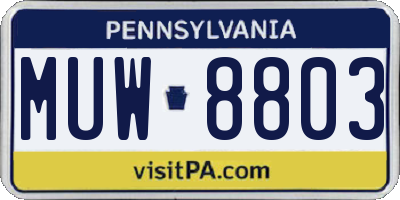 PA license plate MUW8803