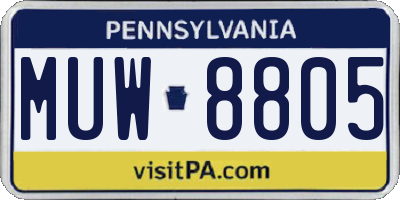 PA license plate MUW8805