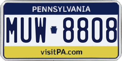 PA license plate MUW8808