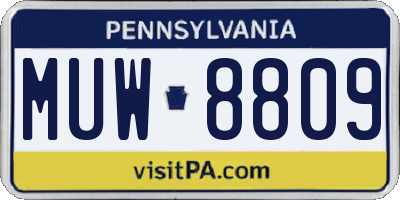 PA license plate MUW8809