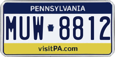 PA license plate MUW8812