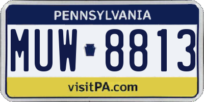 PA license plate MUW8813