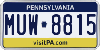 PA license plate MUW8815