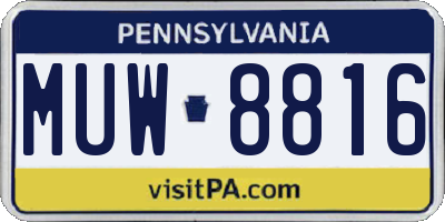 PA license plate MUW8816
