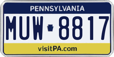 PA license plate MUW8817