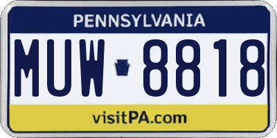 PA license plate MUW8818
