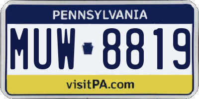 PA license plate MUW8819