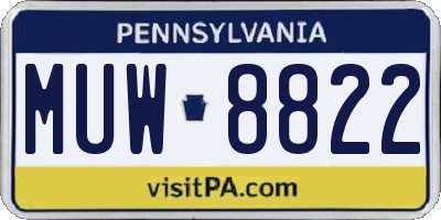 PA license plate MUW8822