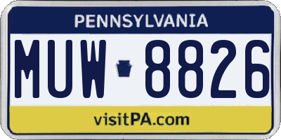PA license plate MUW8826