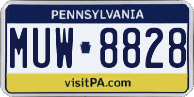 PA license plate MUW8828