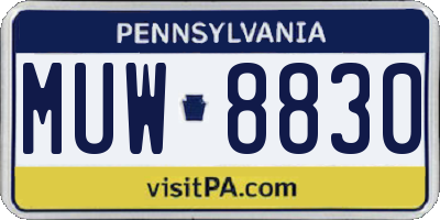 PA license plate MUW8830