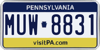 PA license plate MUW8831