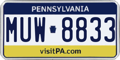 PA license plate MUW8833
