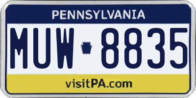 PA license plate MUW8835