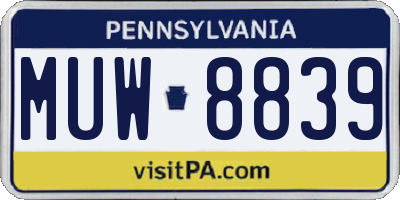 PA license plate MUW8839