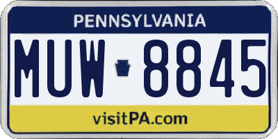 PA license plate MUW8845