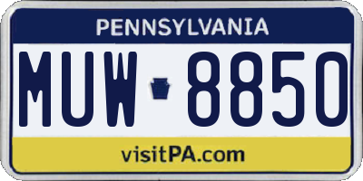 PA license plate MUW8850