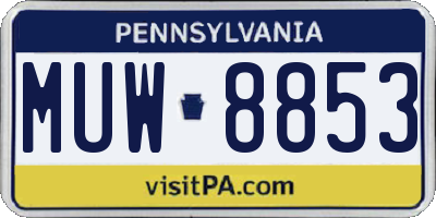 PA license plate MUW8853