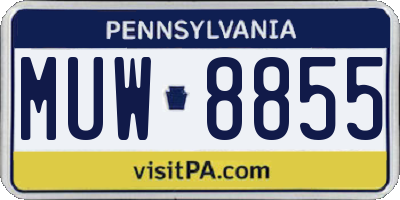 PA license plate MUW8855