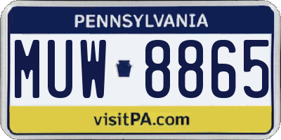 PA license plate MUW8865